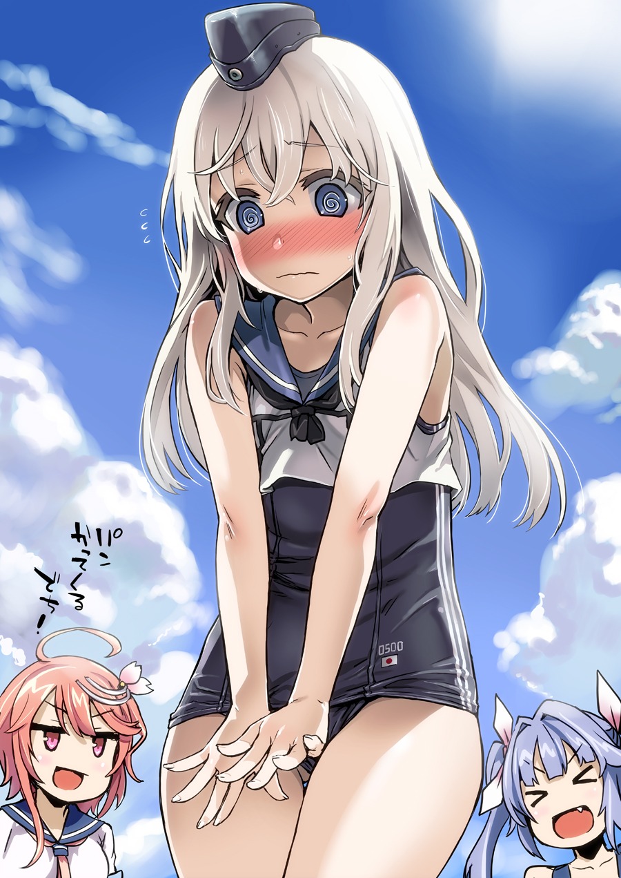 asanagi i-19_(kancolle) i-58_(kancolle) kantai_collection school_swimsuit seifuku swimsuits u-511