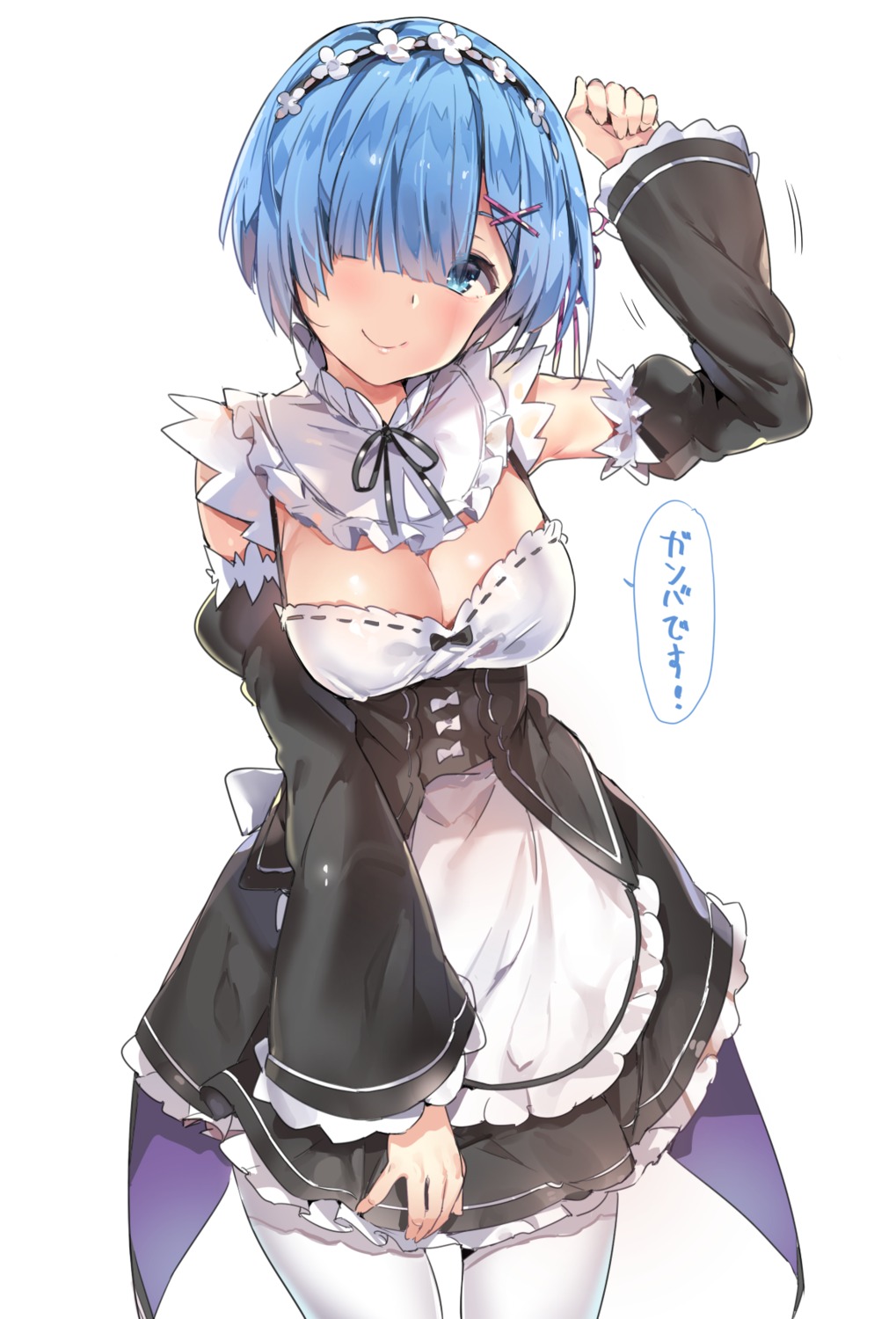 cleavage maid re_zero_kara_hajimeru_isekai_seikatsu rem_(re_zero) yuran