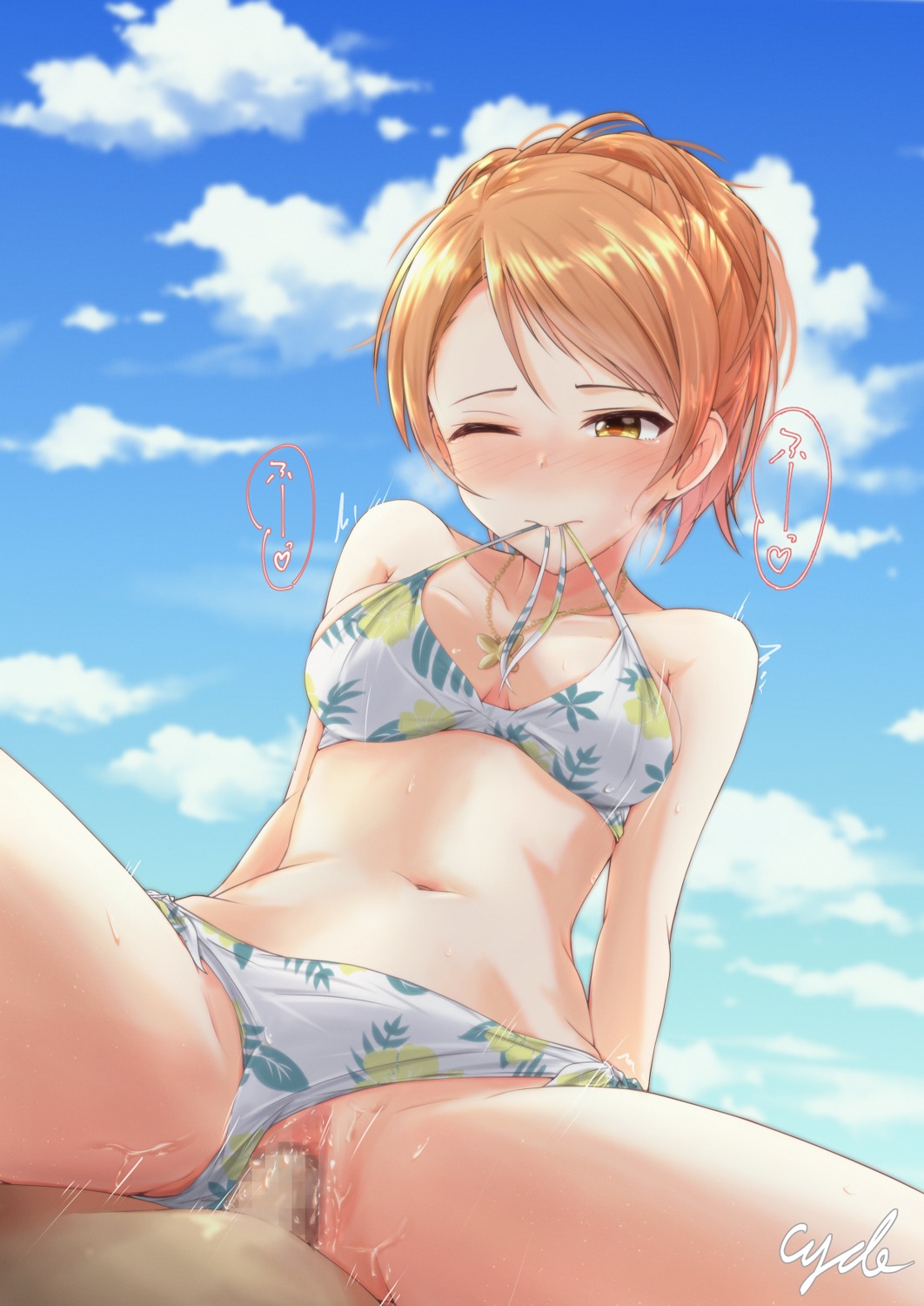 bikini censored cyde houjou_karen penis pussy pussy_juice sex swimsuits the_idolm@ster the_idolm@ster_cinderella_girls