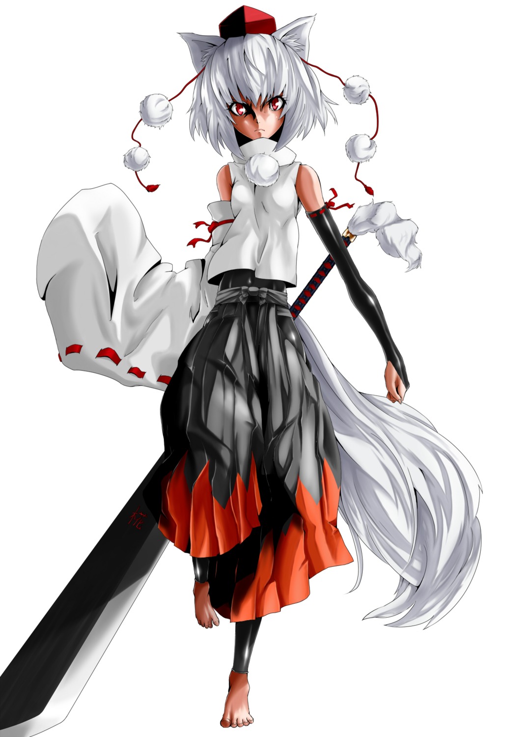 animal_ears inubashiri_momiji nukosan. sword tail touhou