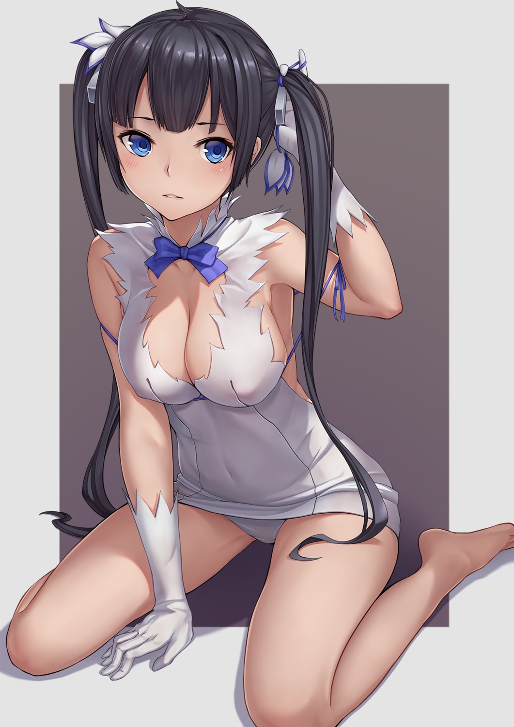 cleavage dress dungeon_ni_deai_wo_motomeru_no_wa_machigatteiru_darou_ka erect_nipples hestia_(dungeon) kano_sakurai no_bra pantsu