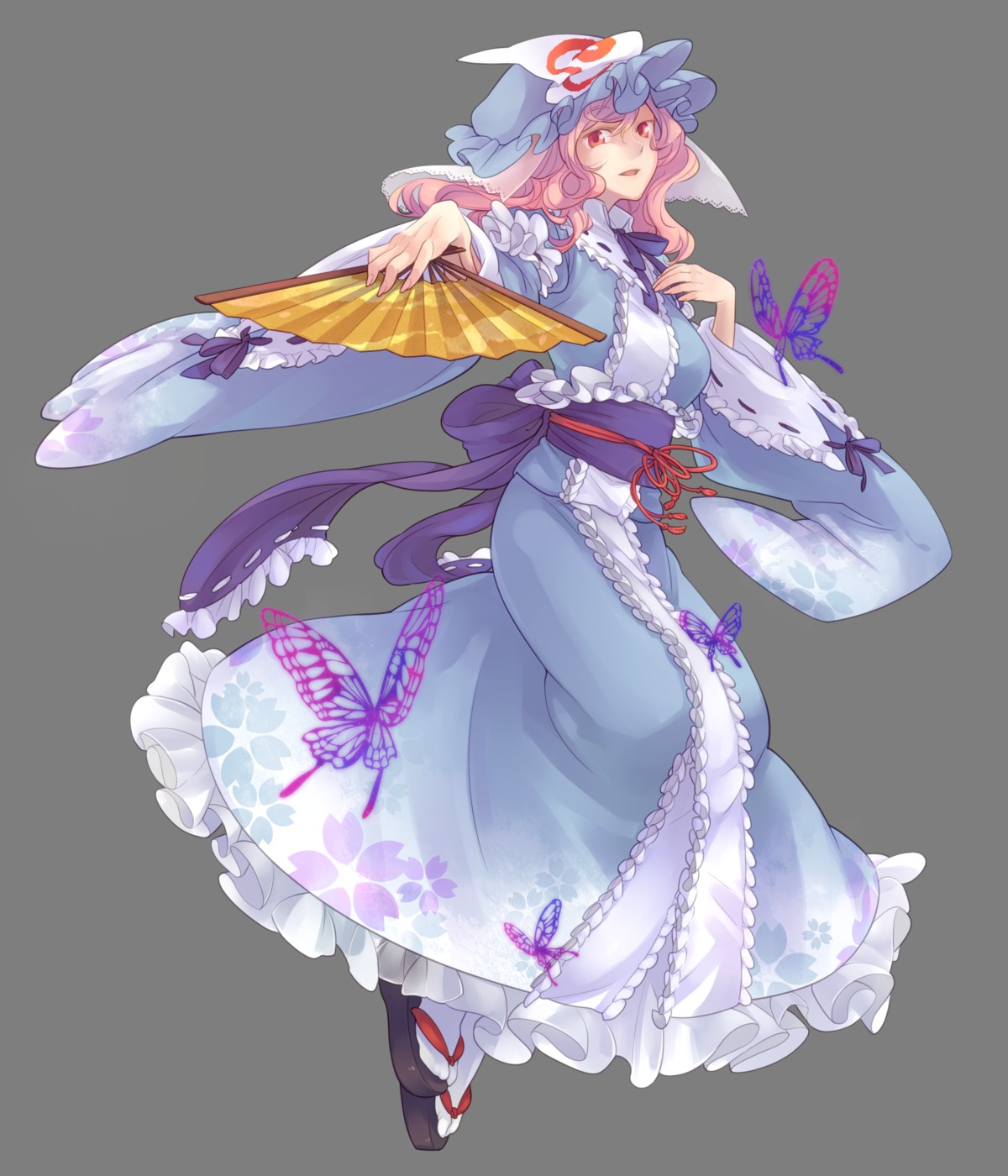 japanese_clothes nakatani saigyouji_yuyuko touhou transparent_png