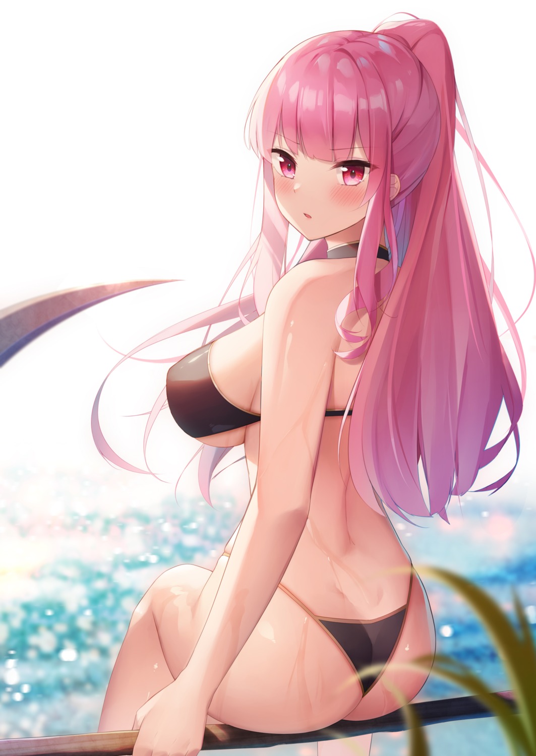 ass bikini hololive hololive_english milk_box_(leoleo963852741) mori_calliope swimsuits thong