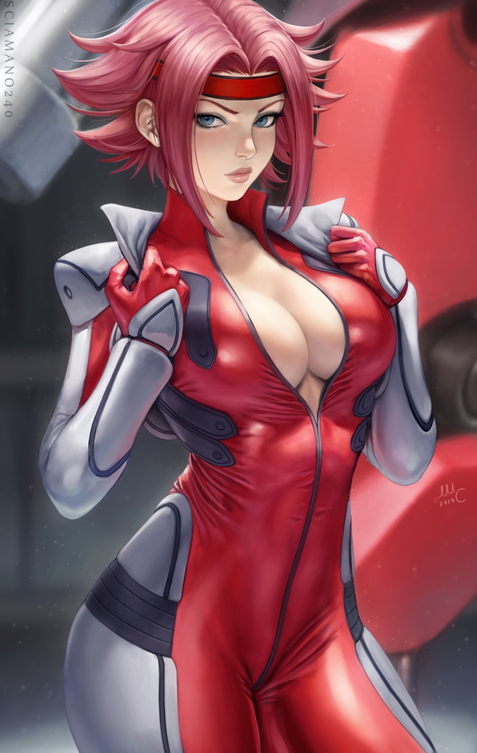 bodysuit cleavage code_geass kallen_stadtfeld mirco_cabbia no_bra open_shirt