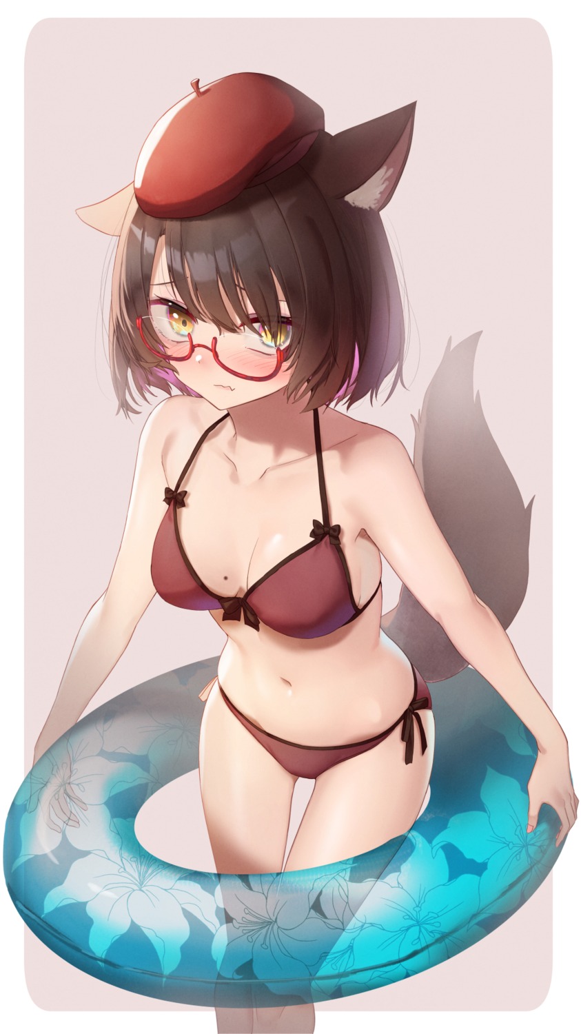 animal_ears bikini megane saraki swimsuits tail