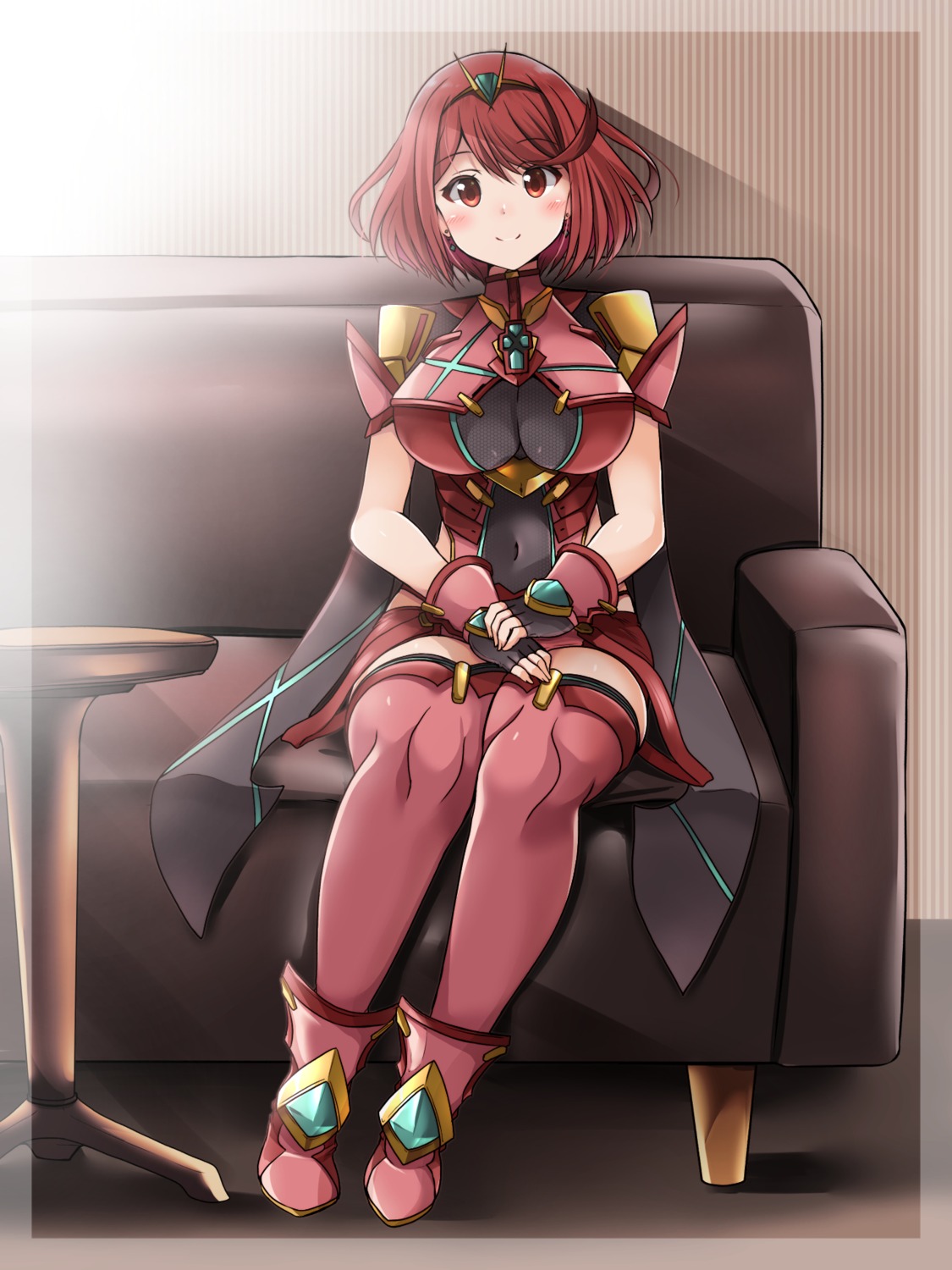 armor bodysuit homura_(xenoblade_2) kurokaze_no_sora thighhighs xenoblade_(series) xenoblade_2