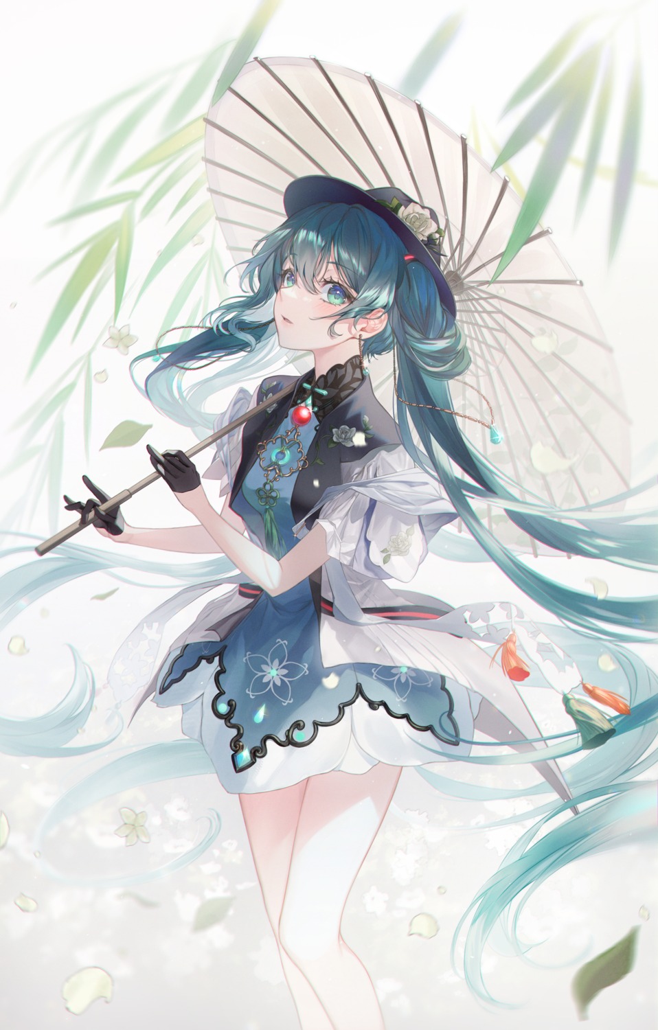 asian_clothes hatsune_miku hatsune_miku_with_you tellmedor umbrella vocaloid