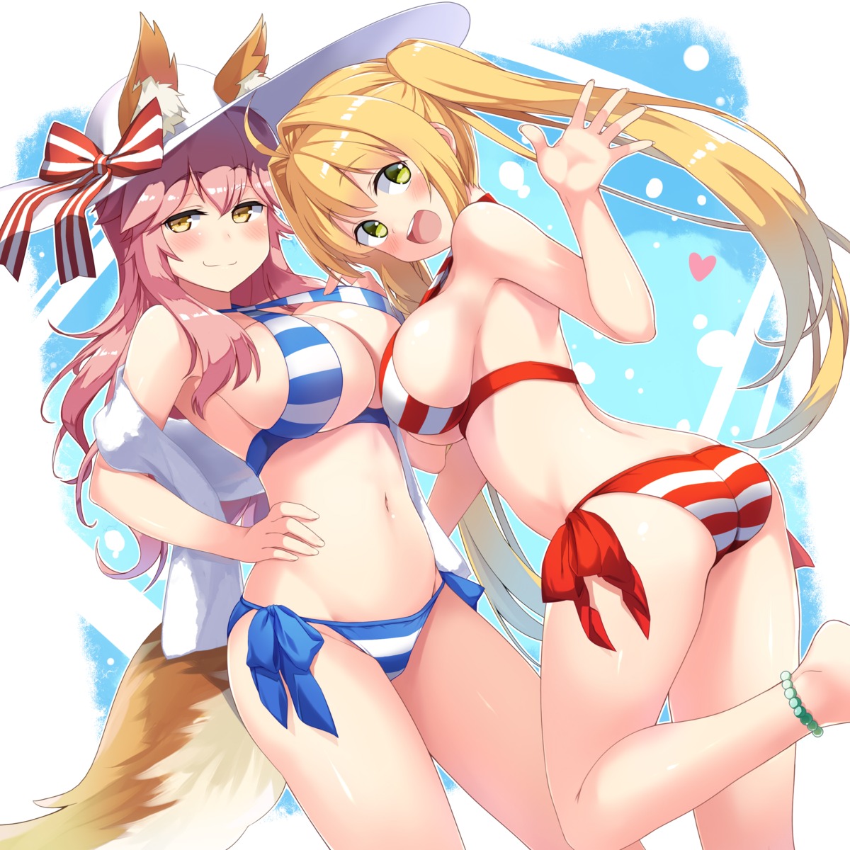 animal_ears ass bikini fate/grand_order kitsune saber_extra subaru_(794829485) swimsuits tail tamamo_no_mae