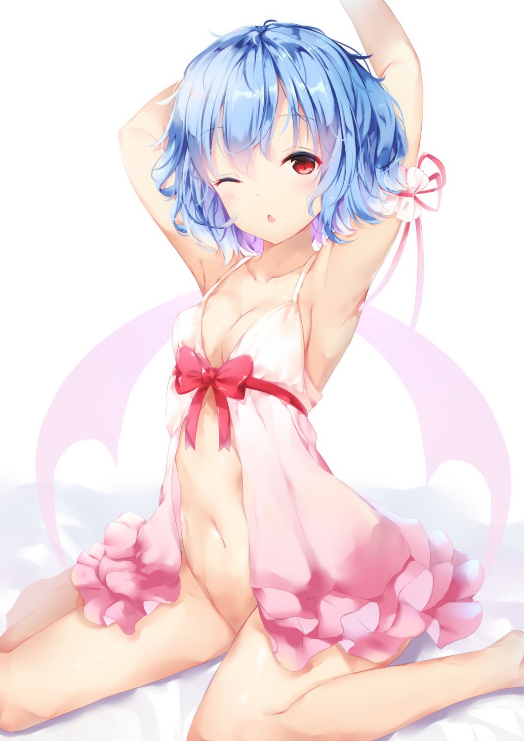 bottomless cleavage jpeg_artifacts lingerie remilia_scarlet tamakinoki touhou