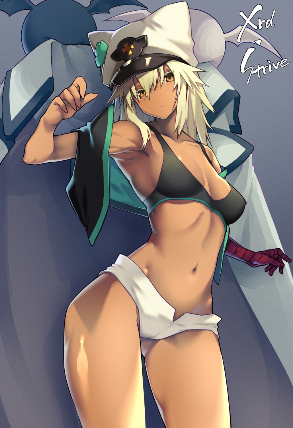 10mo bandages bra erect_nipples guilty_gear guilty_gear_strive open_shirt ramlethal_valentine