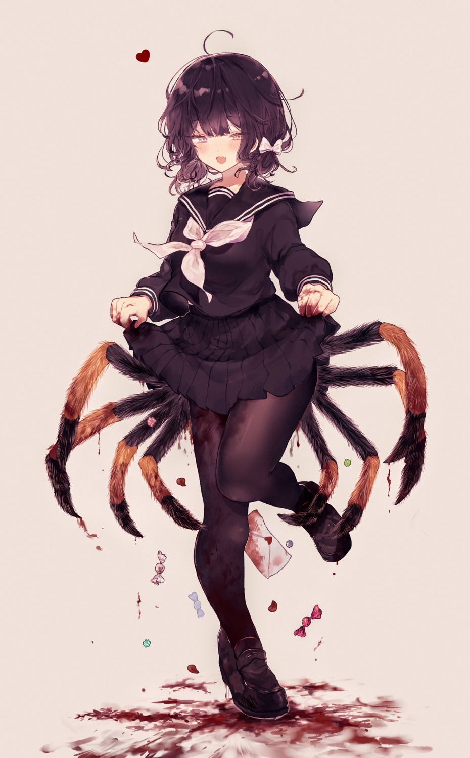 blood heels heterochromia monster_girl pantyhose seifuku skirt_lift youka