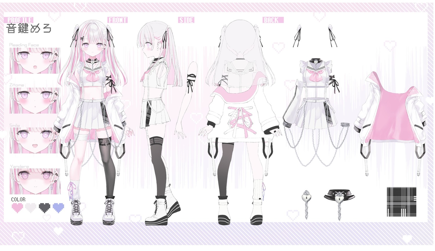 bandages character_design expression garter indie_virtual_youtuber nana_(luna_berry) otokagi_mero seifuku thighhighs