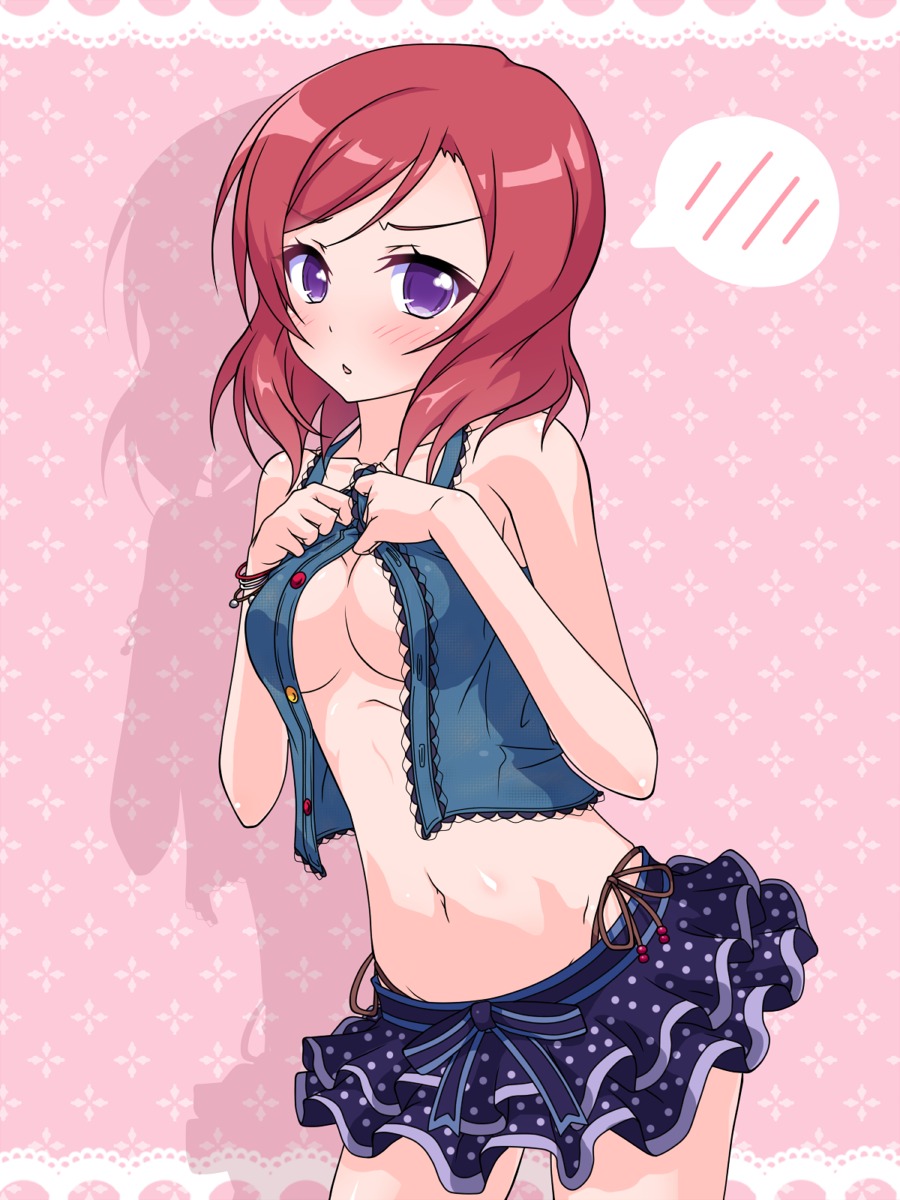 cleavage k10k love_live! love_live!_(series) nishikino_maki no_bra open_shirt
