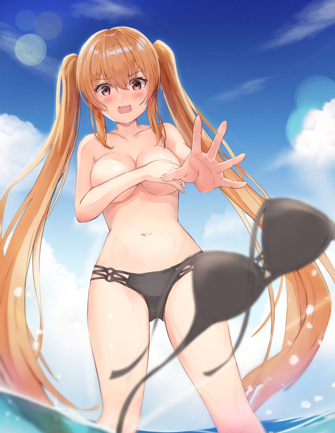 bikini breast_hold cameltoe swimsuits syan_(4767269) topless wardrobe_malfunction wet