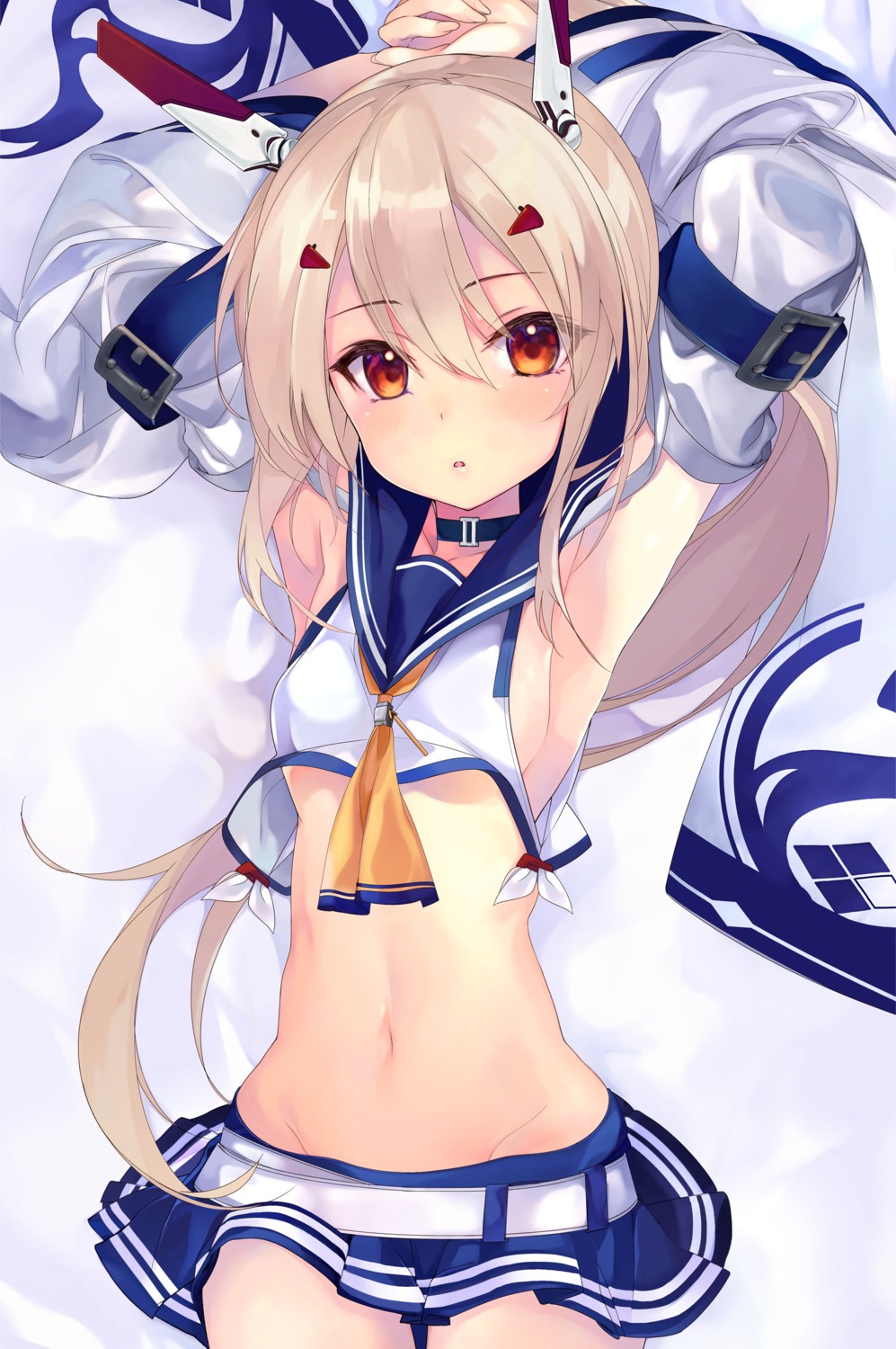 ayanami_(azur_lane) azur_lane no_bra seifuku shirokitsune shirt_lift