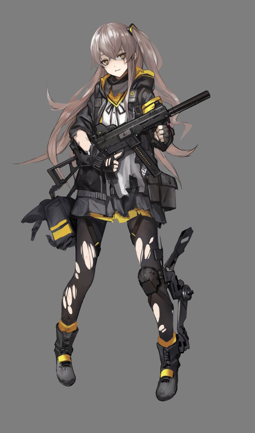 girls_frontline gun infukun pantyhose seifuku torn_clothes transparent_png ump45_(girls_frontline)