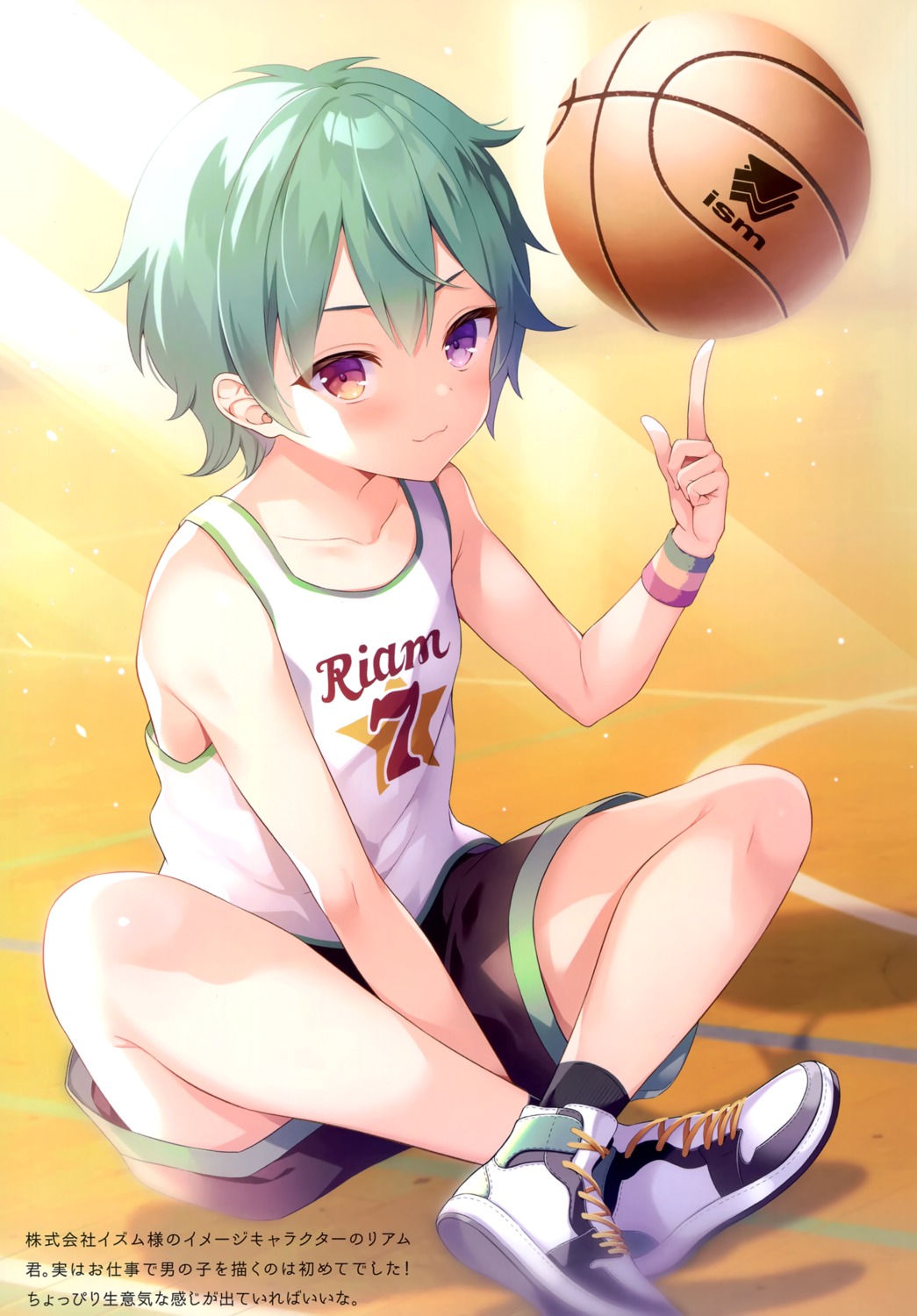 basketball gym_uniform heterochromia male nanohana_kohina