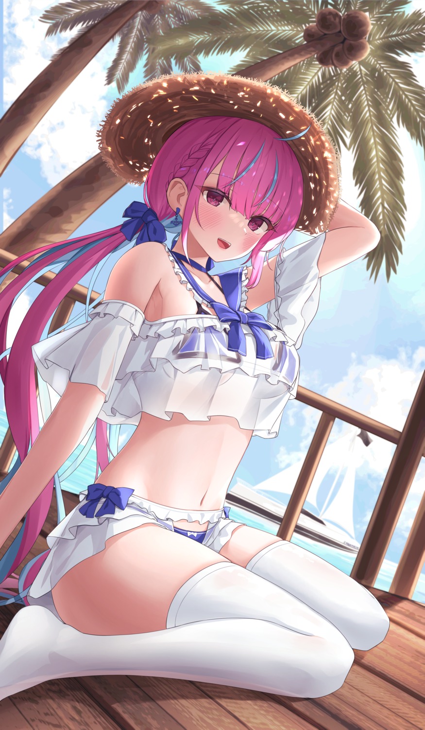 bikini hololive minato_aqua rodailuda see_through swimsuits thighhighs