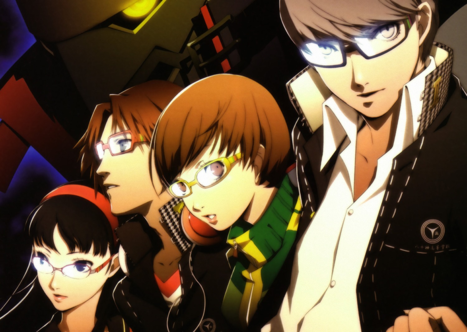 amagi_yukiko hanamura_yousuke megane megaten narukami_yuu persona persona_4 satonaka_chie seifuku soejima_shigenori