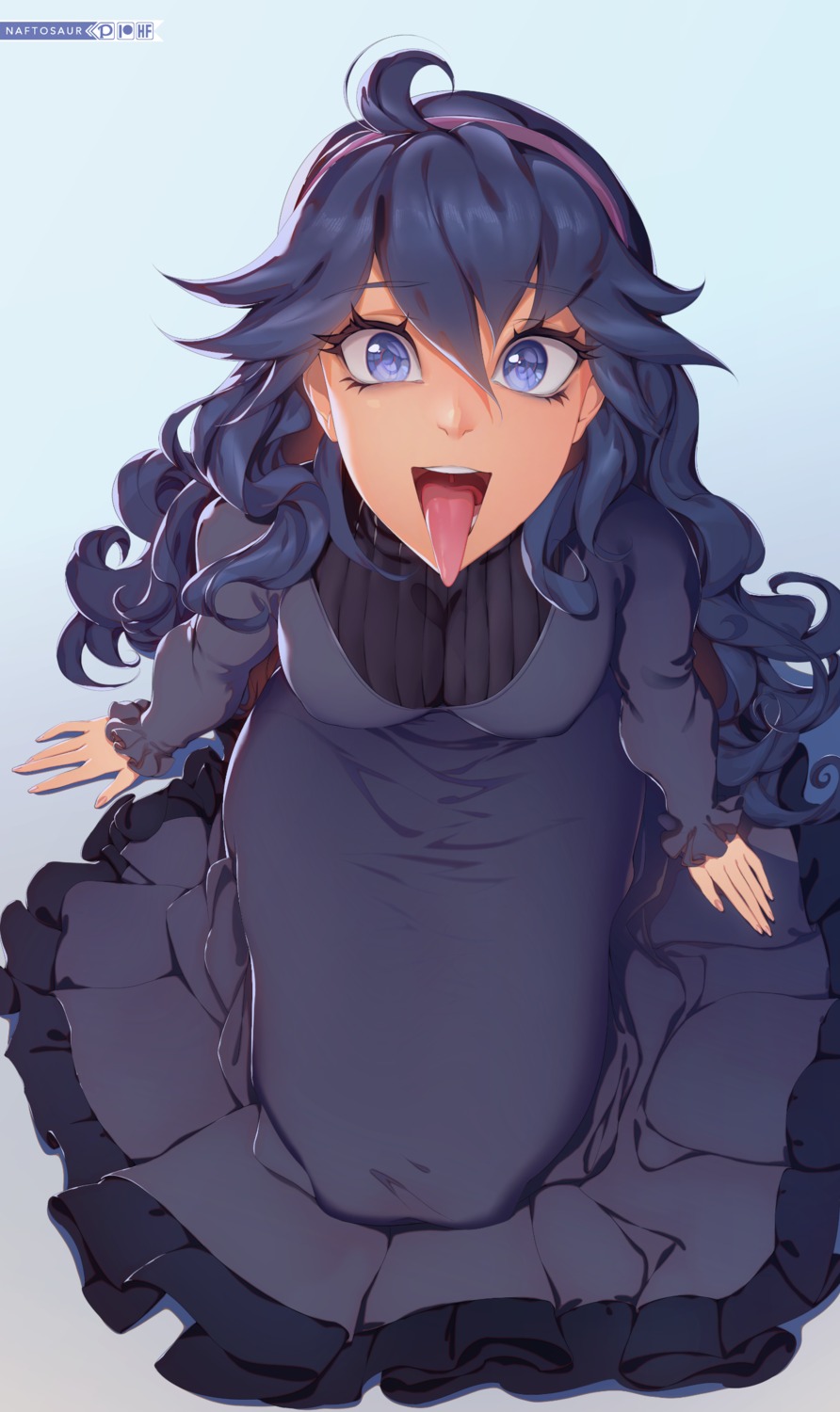 breasts cleavage dress erect_nipples hex_maniac_(pokemon) naftosaur nipples pokemon pokemon_oras pokemon_xy sweater