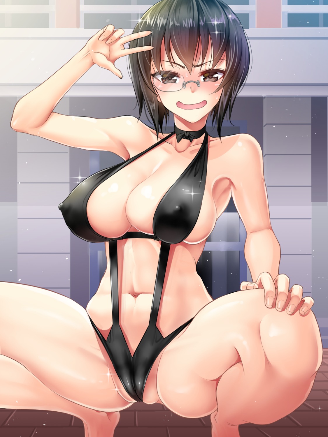 bikini cameltoe cleavage erect_nipples girls_und_panzer kawashima_momo megane swimsuits youshuu