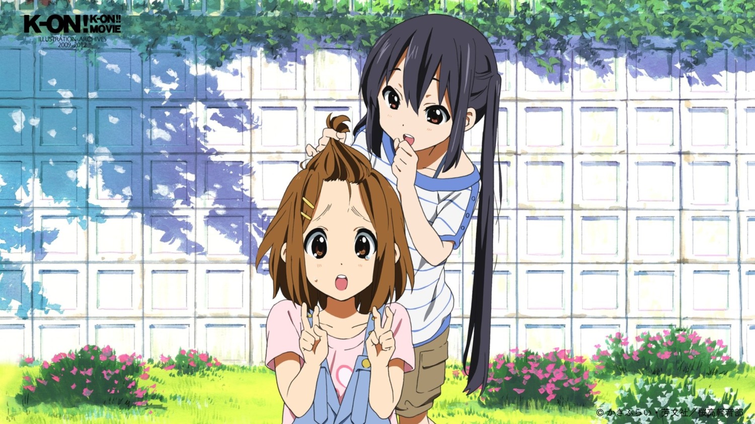 hirasawa_yui horiguchi_yukiko k-on! nakano_azusa overalls wallpaper