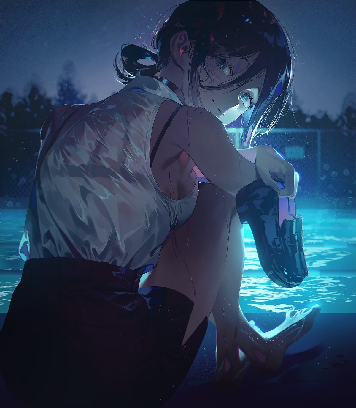 bra chainsaw_man fajyobore reze_(chainsaw_man) see_through wet_clothes