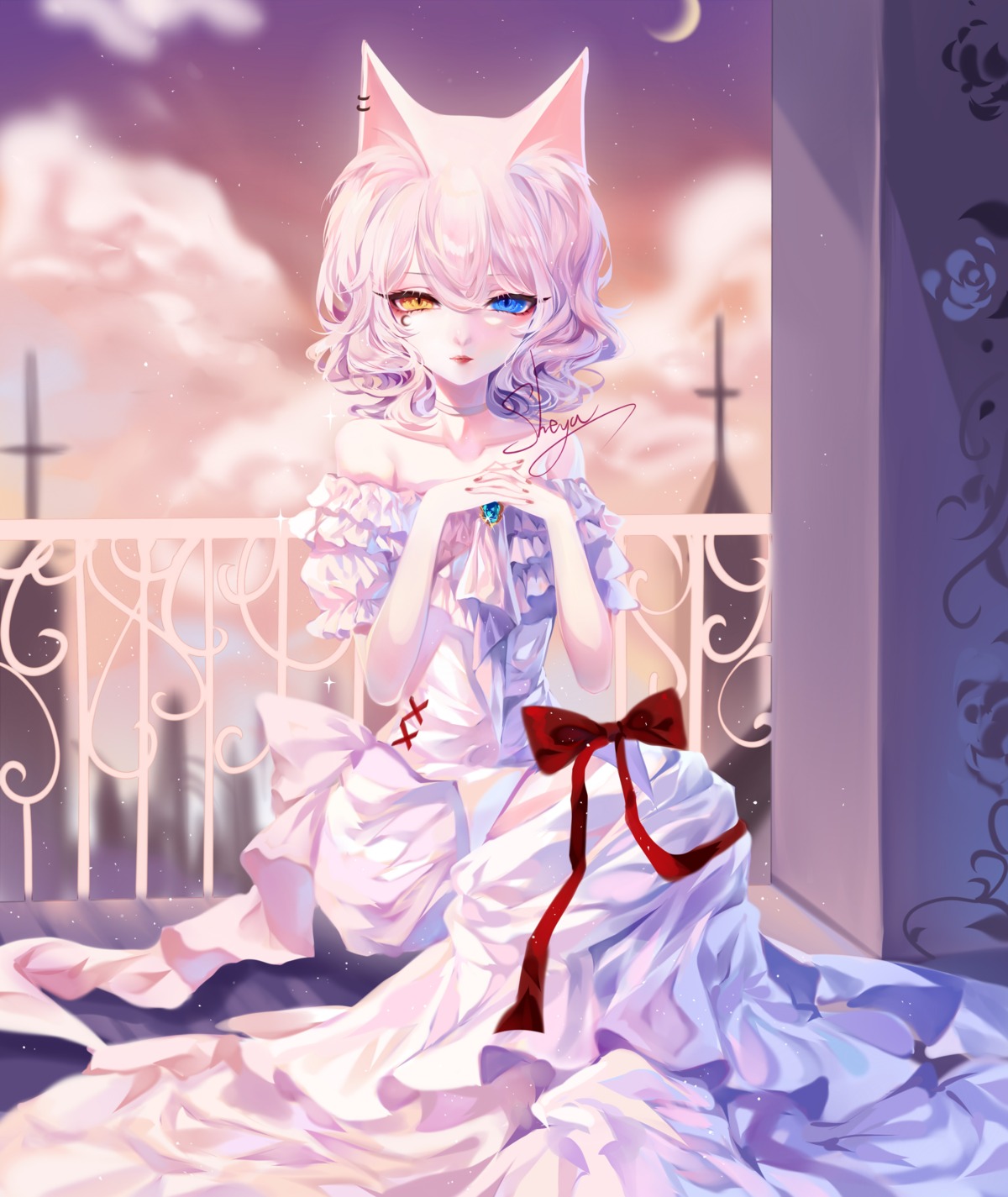 animal_ears dress heterochromia nekomimi sheya