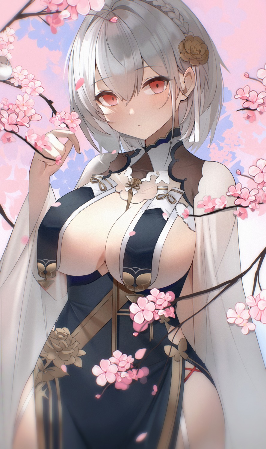 0.0_(pixiv87560444) asian_clothes azur_lane no_bra see_through sirius_(azur_lane)