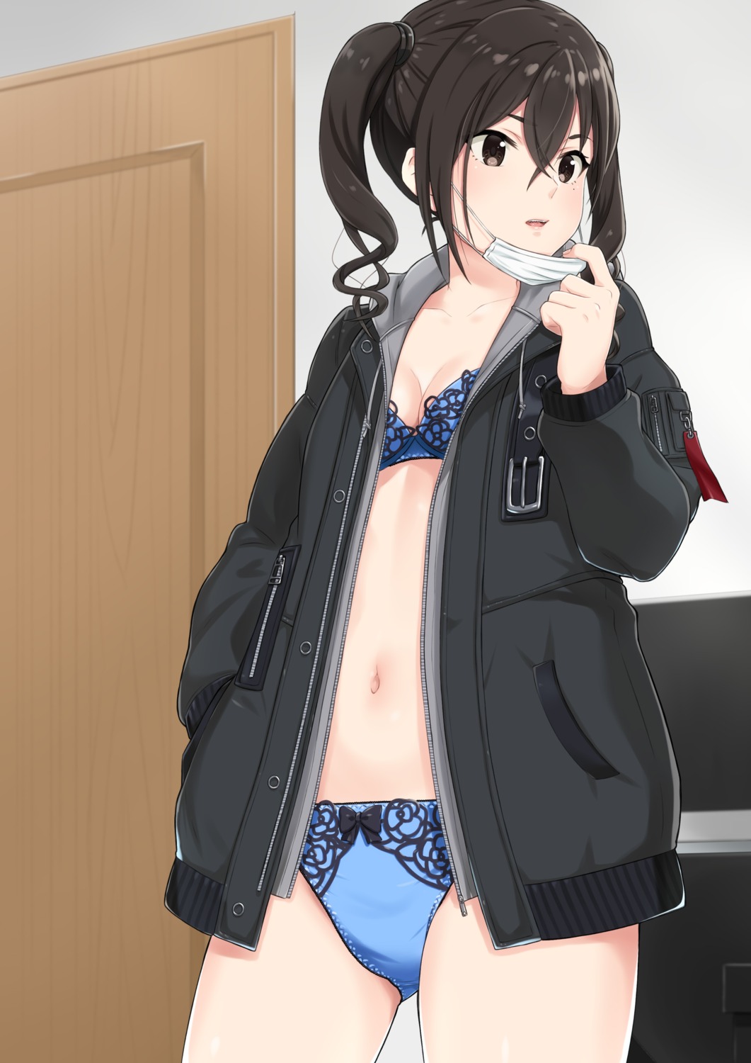 bra cleavage k-ya open_shirt pantsu sunazuka_akira the_idolm@ster the_idolm@ster_cinderella_girls