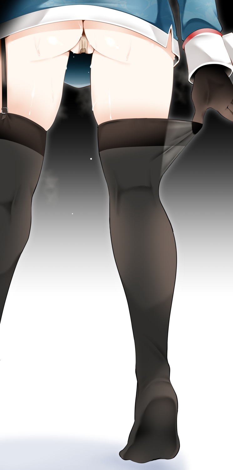 ass bandaid kantai_collection maebari nopan oouso stockings takao_(kancolle) thighhighs