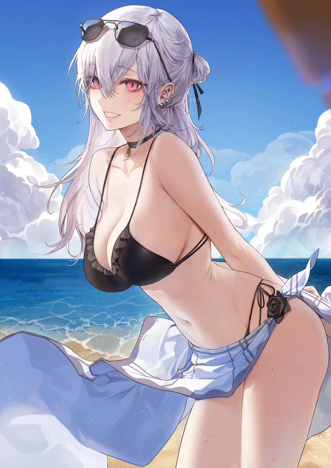 bikini cleavage kim_eb megane skirt_lift swimsuits wet