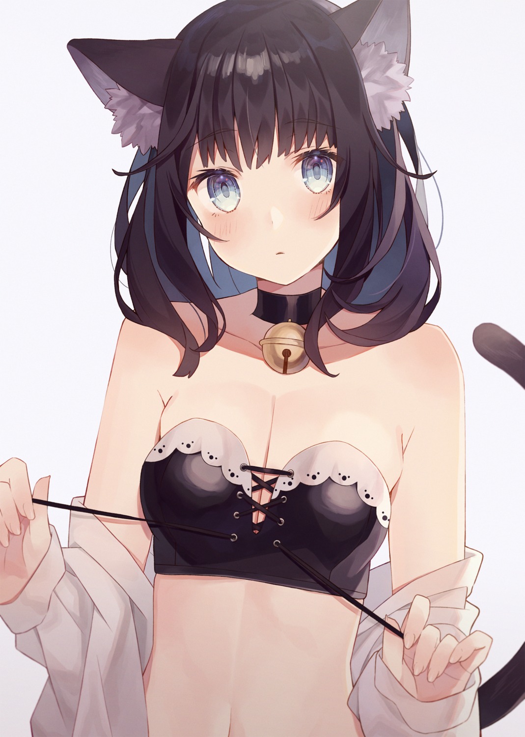 animal_ears bra cleavage minase_nagi nekomimi open_shirt tail undressing