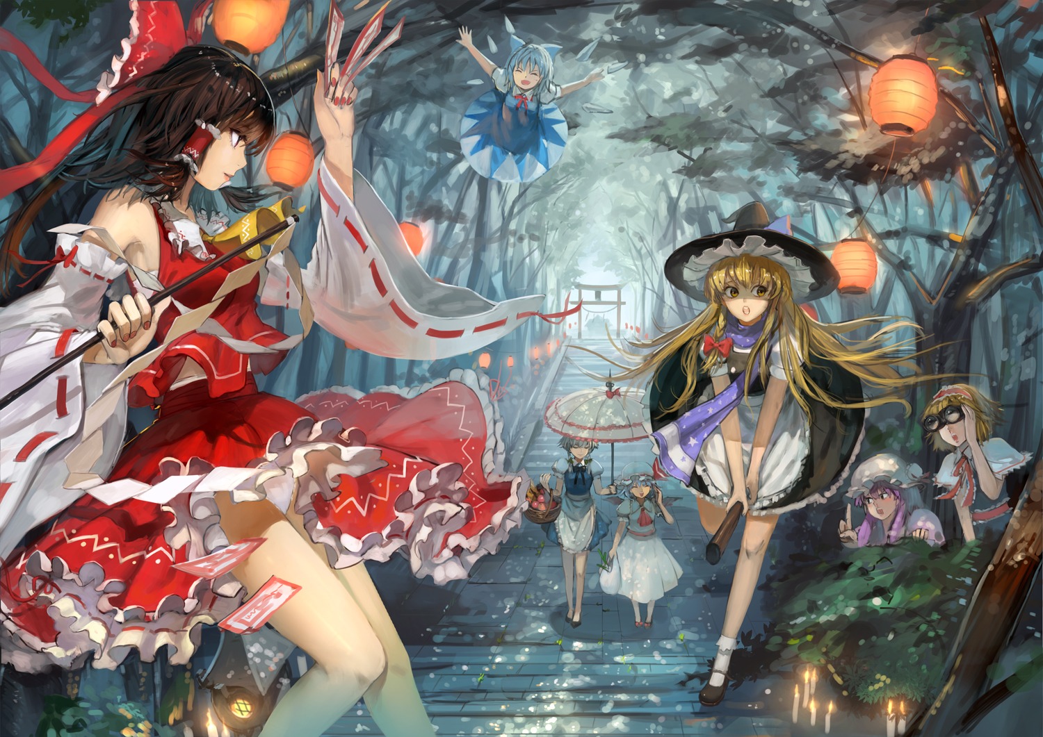 alice_margatroid cirno hakurei_reimu izayoi_sakuya kirisame_marisa nanairono_kaigashi patchouli_knowledge remilia_scarlet touhou