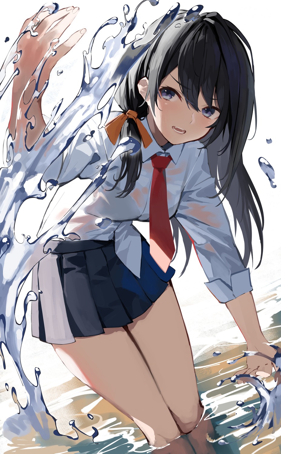 amagasa_yun see_through seifuku wet wet_clothes