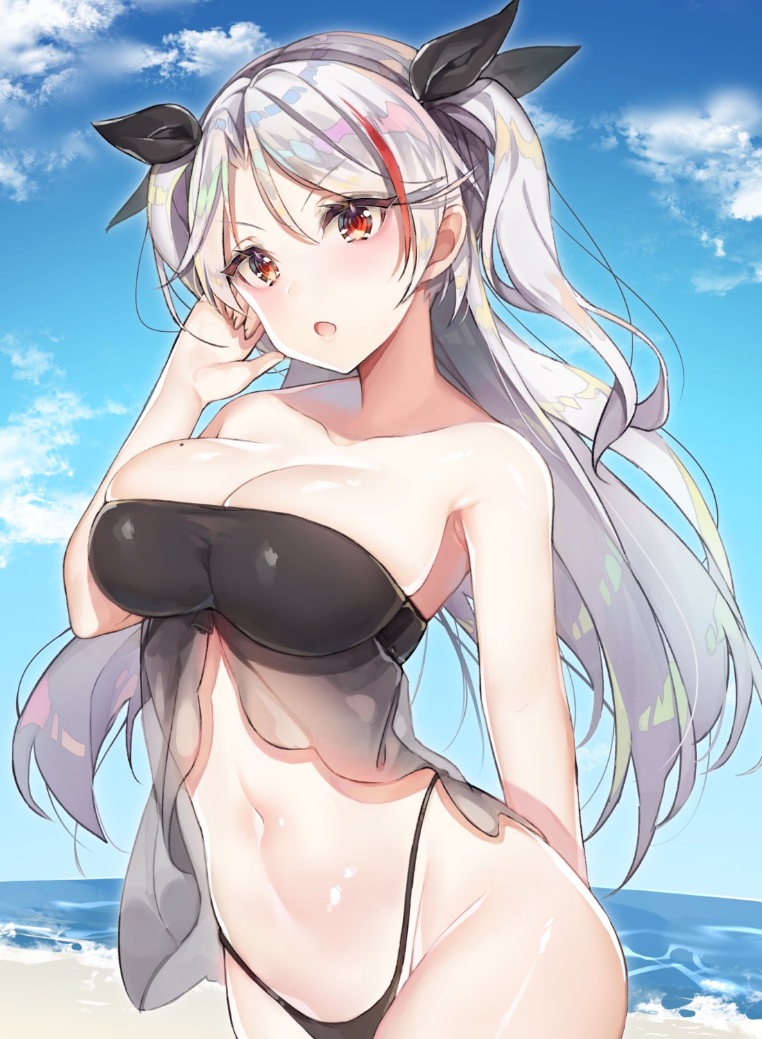 azur_lane bikini cleavage prinz_eugen_(azur_lane) see_through swimsuits yayoichi_(yoruyoru108)