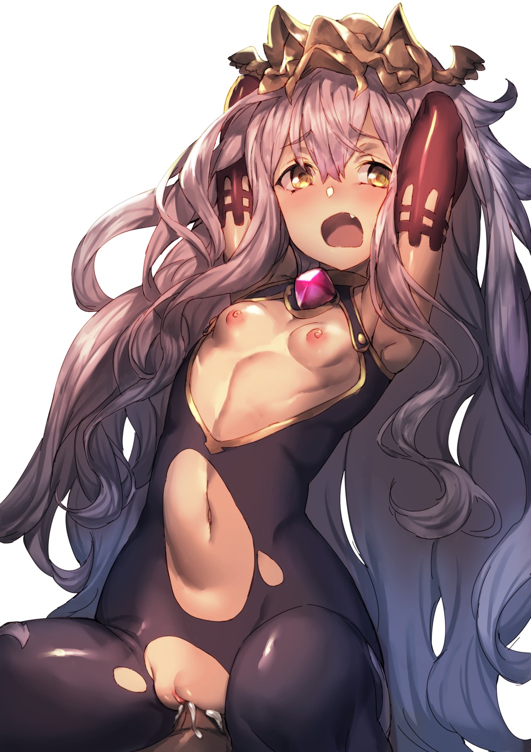 bodysuit breasts cum granblue_fantasy medusa_(shingeki_no_bahamut) nipples no_bra nopan penis pussy redcomet sex shingeki_no_bahamut torn_clothes uncensored