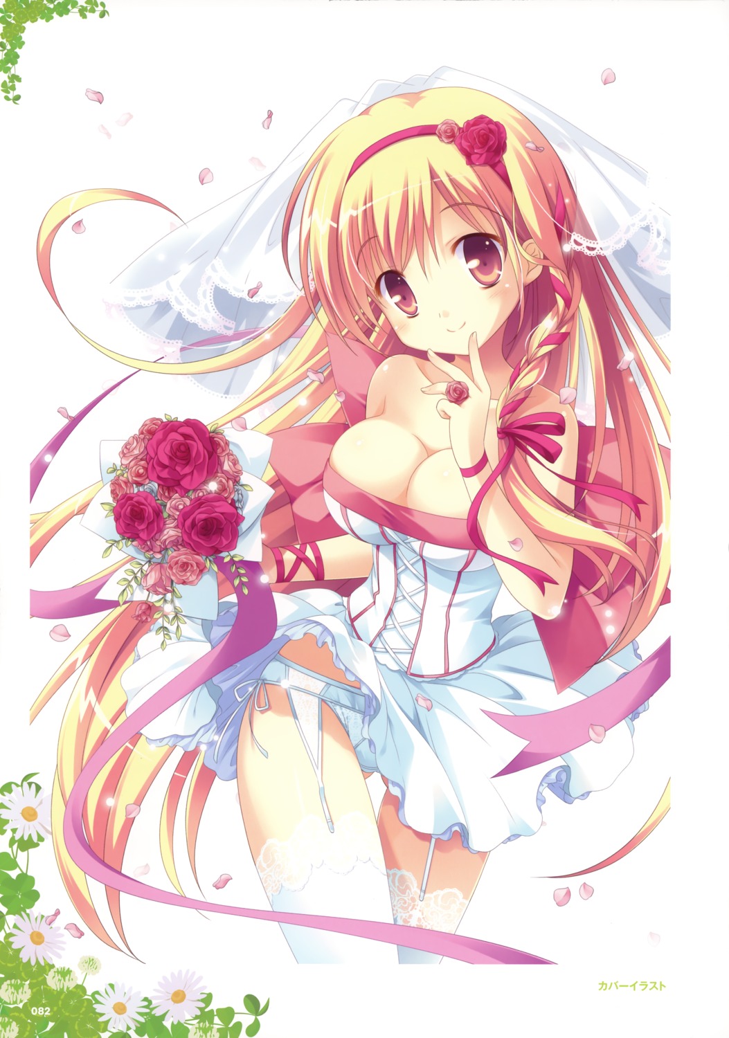 cleavage dress garter_belt pantsu stockings thighhighs wedding_dress yuyi