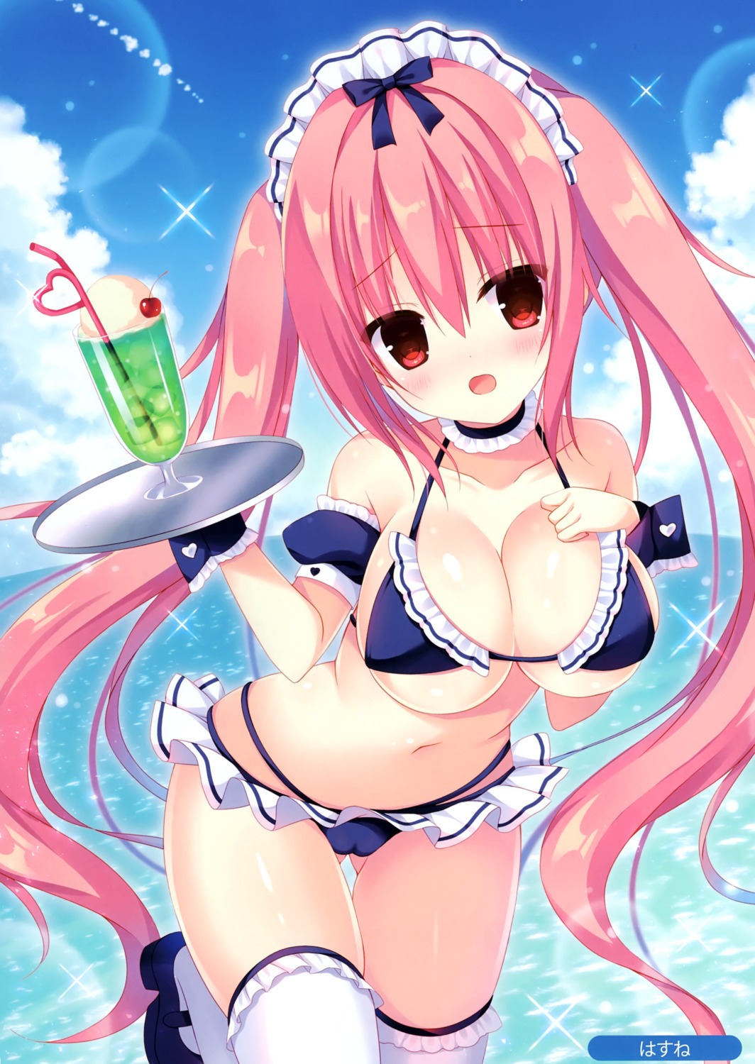 bikini cameltoe hasune maid swimsuits thighhighs