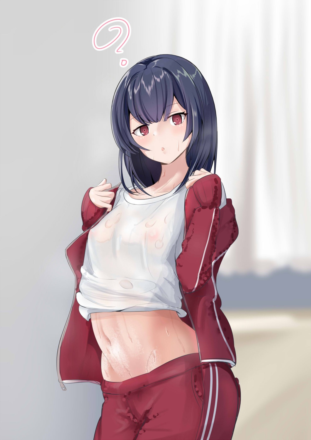 gym_uniform morino_rinze nipples no_bra open_shirt schreibe_shura see_through the_idolm@ster the_idolm@ster_shiny_colors wet wet_clothes
