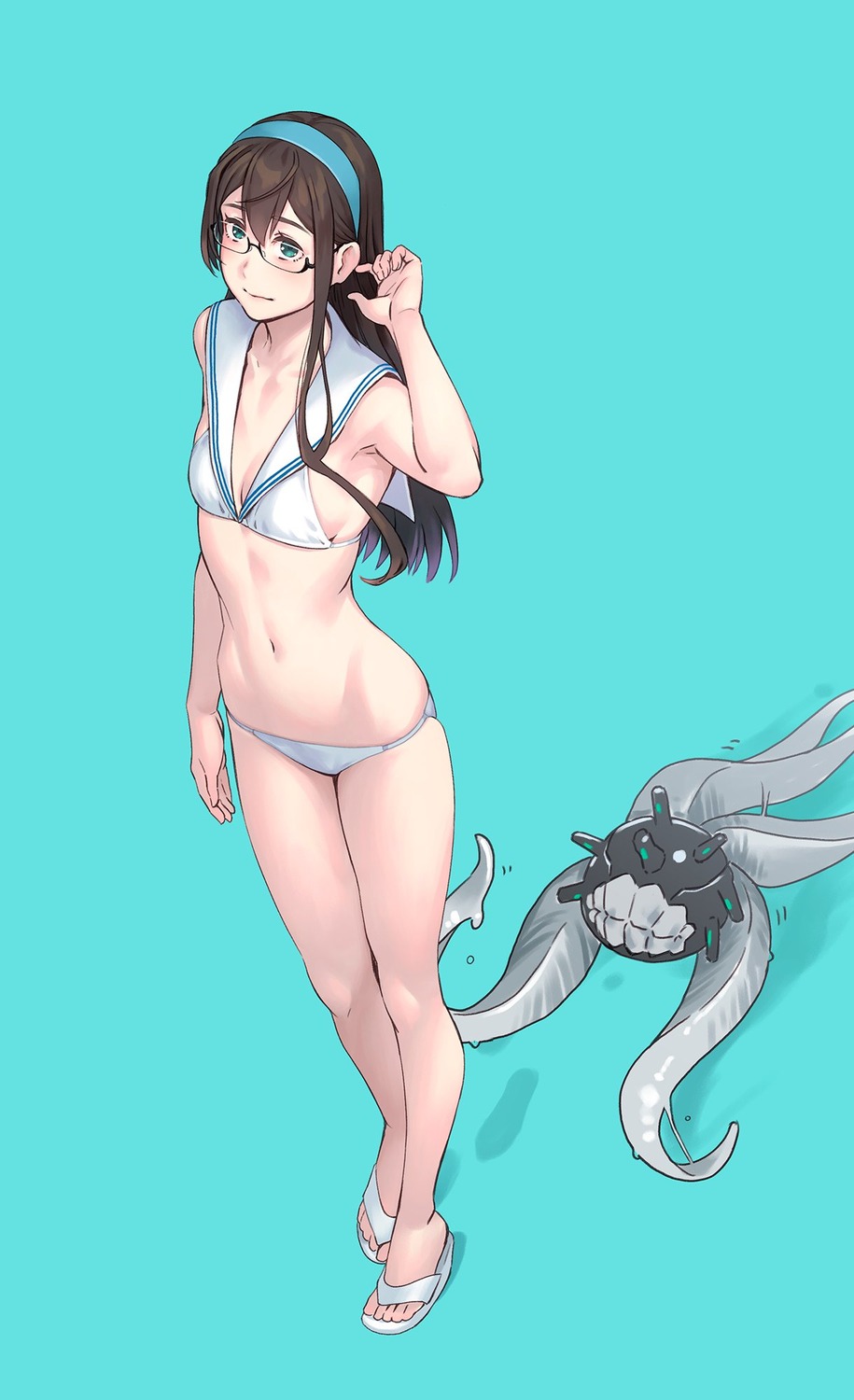 bikini cosplay enemy_naval_mine_(kancolle) kantai_collection megane ooyodo_(kancolle) swimsuits tentacles yuuji_(and) z3_max_schultz_(kancolle)