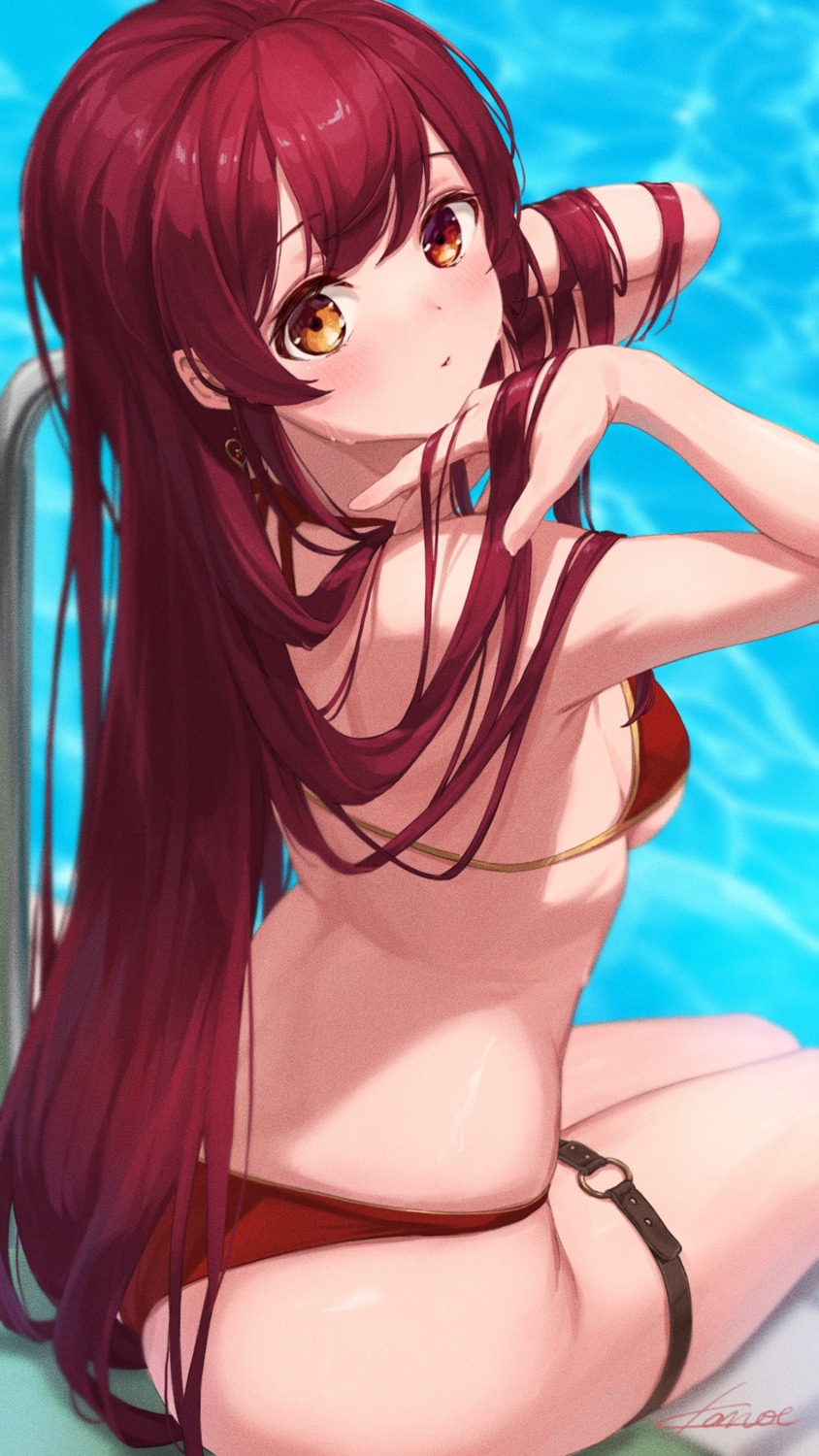 bikini garter heterochromia hololive houshou_marine kanoe_(tatsukanoe) swimsuits