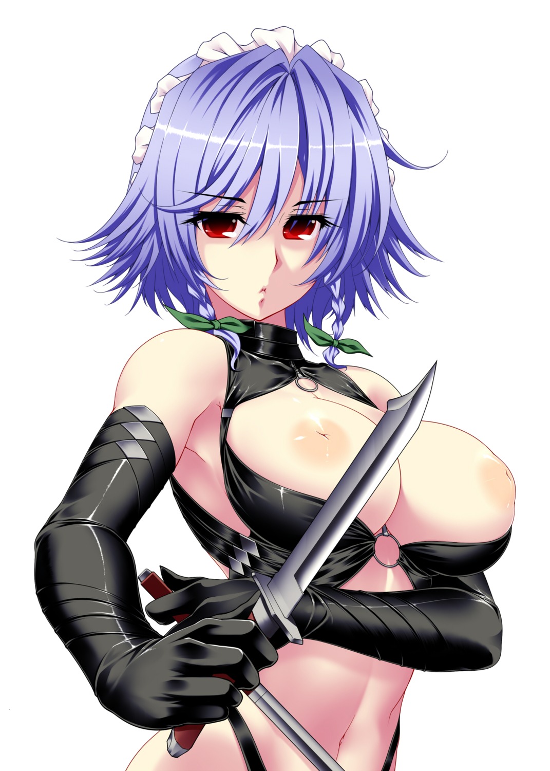 breasts izayoi_sakuya nipples touhou tro weapon