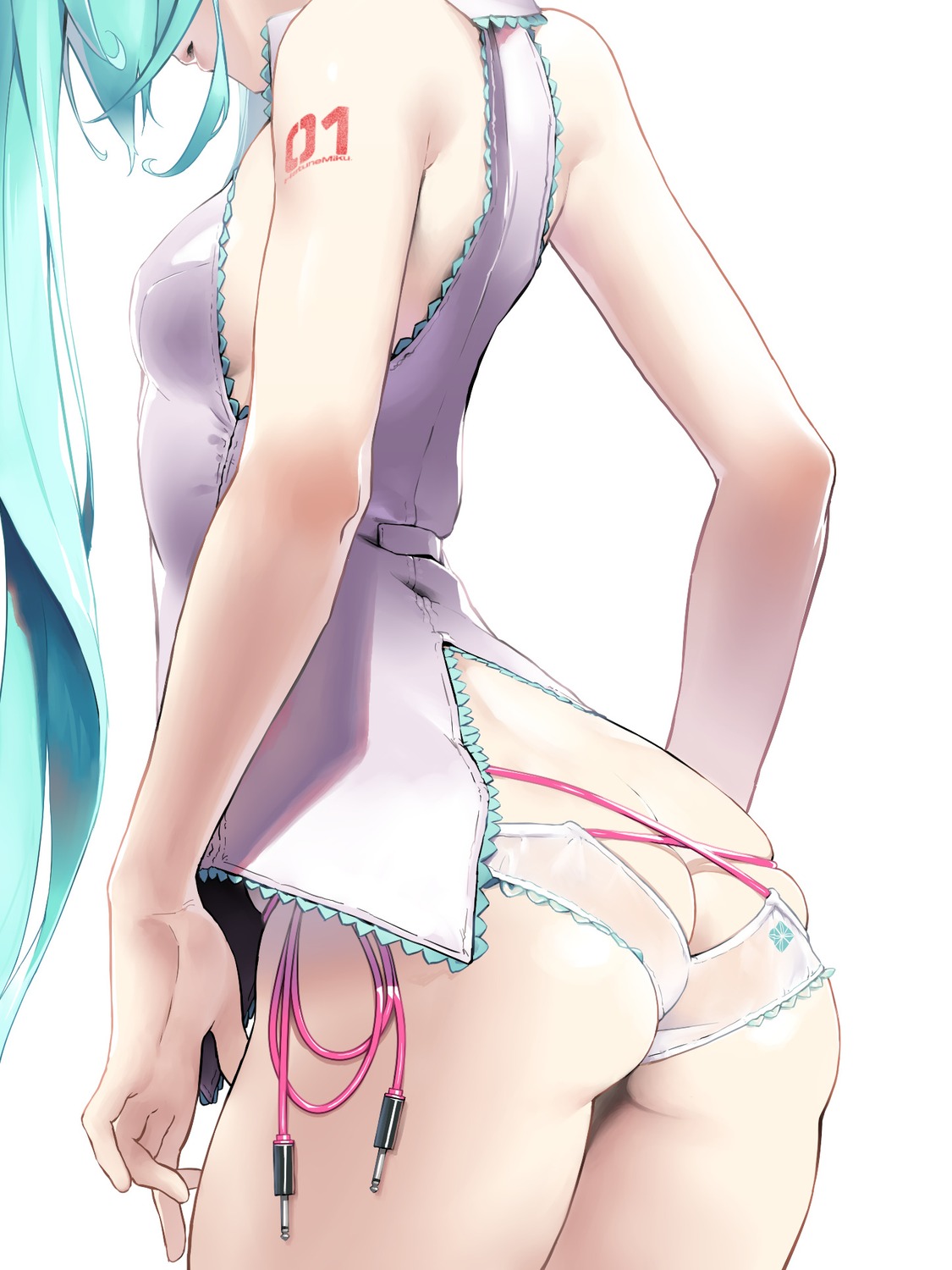 ass hatsune_miku no_bra pantsu rsk_(tbhono) string_panties tattoo thong vocaloid