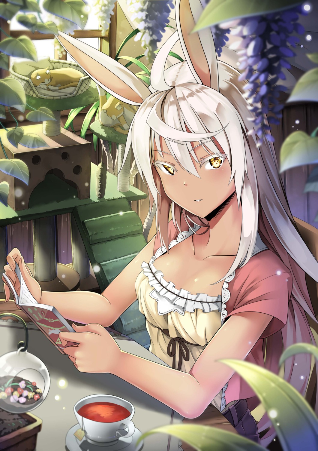 animal_ears bunny_ears cleavage jie_laite neko