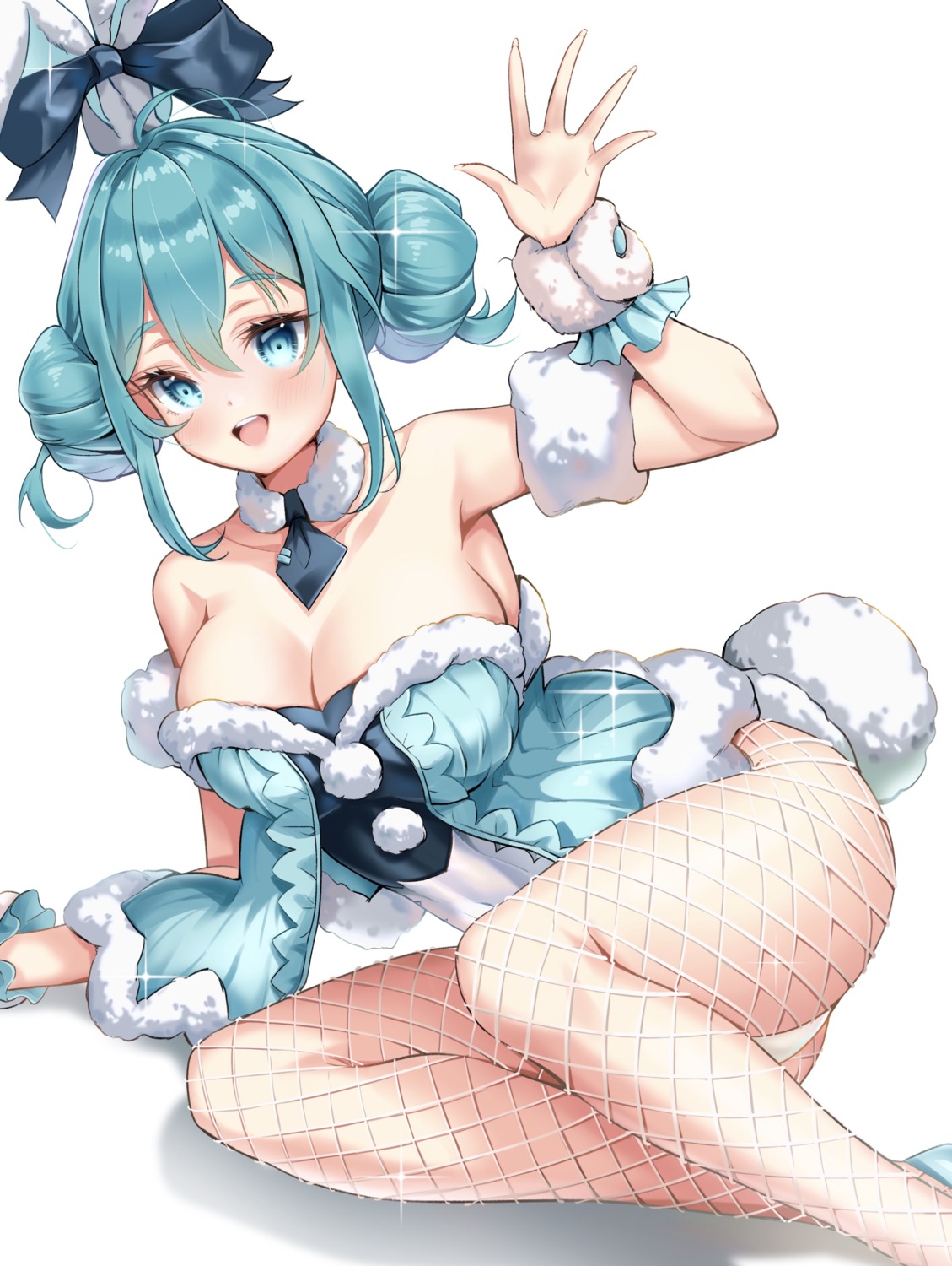 animal_ears bicute_bunnies_miku bunny_ears bunny_girl fishnets hatsune_miku ktmzlsy720 no_bra pantyhose tail vocaloid