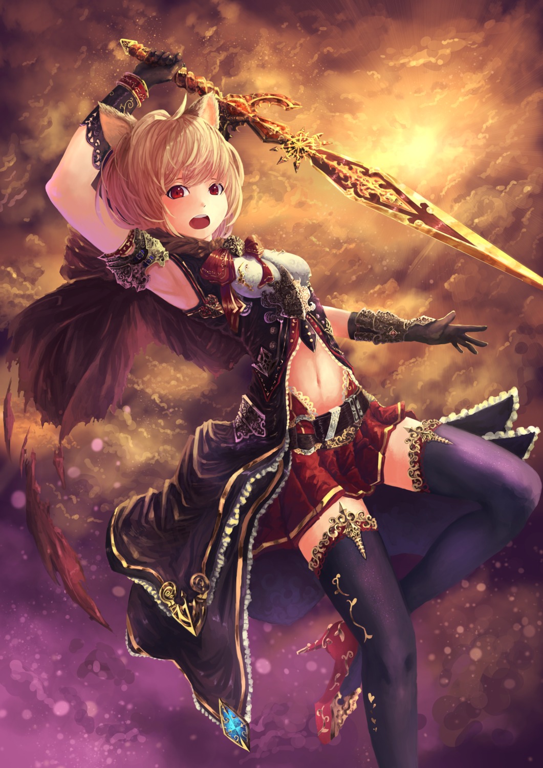 animal_ears heels sanadn sword thighhighs