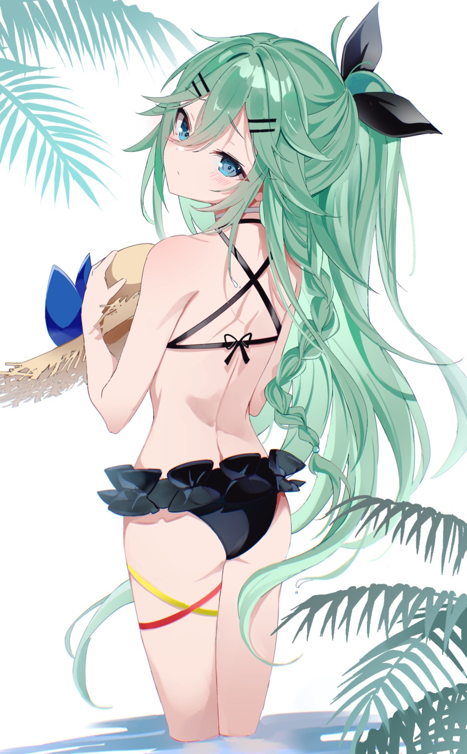 ass bikini fathom garter kantai_collection swimsuits wet yamakaze_(kancolle)