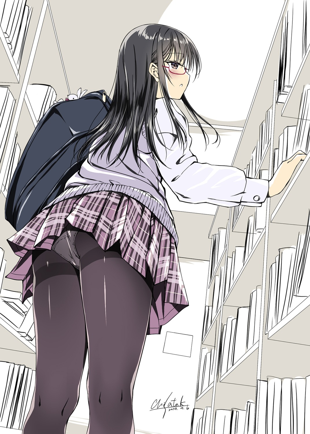 ass kobayashi_chisato megane pantsu pantyhose see_through seifuku sweater