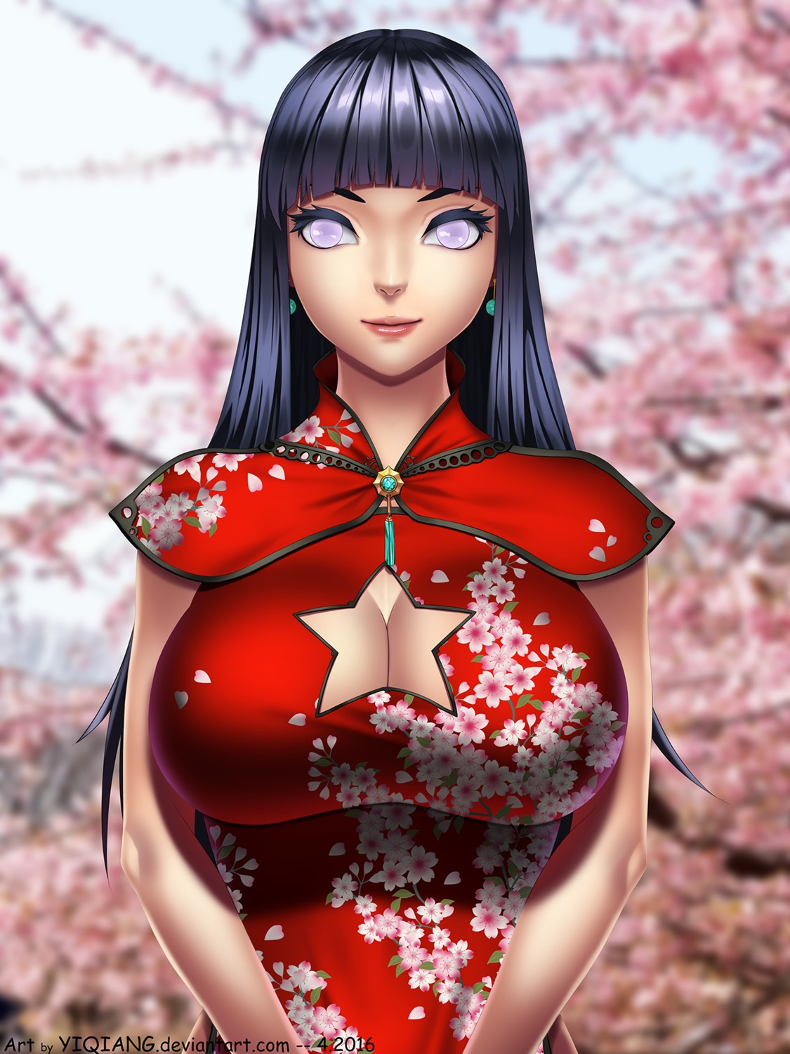 chinadress cleavage hyuuga_hinata naruto naruto_shippuden yi_qiang